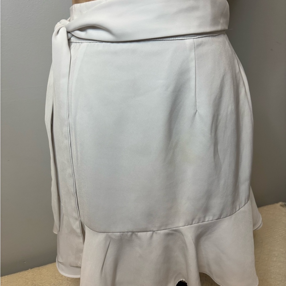 By The Way White Wrap Ruffle Flared Skirt